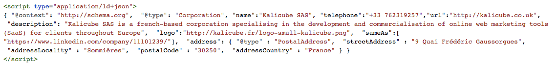 JSON-LD Schema markup for Kalicube