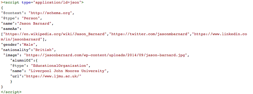 JSON-LD Schema markup for Jason Barnard